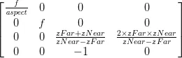 gluPerspective matrix