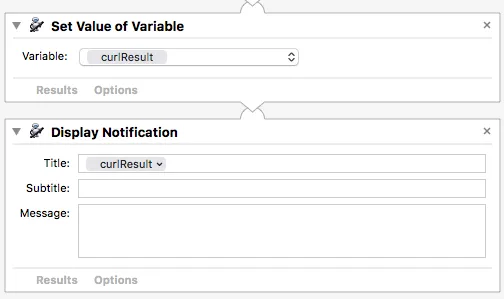 Automator pass script result to notification as variable.