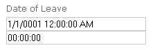 Screenshot showing full DateTime in first field and all zeros in the second