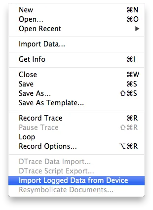 Import Logged Data from Device