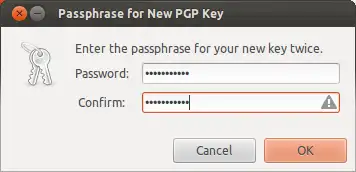 新PGP密钥的密码截图