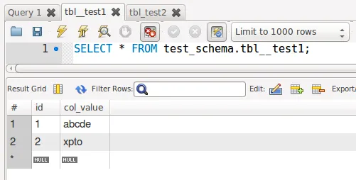 2 rows inserted in table 1