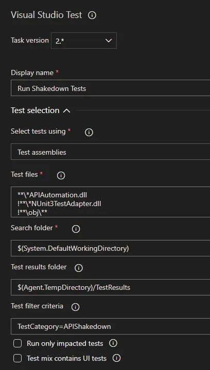 Visual Studio Test Task
