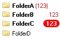 Folder view with different font colors