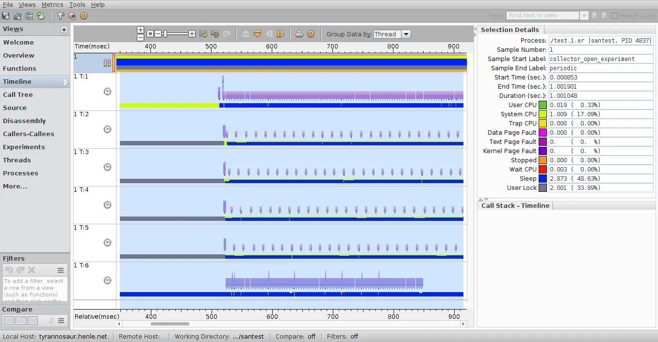 Screenshot of multithreaded IO performance test prorgam