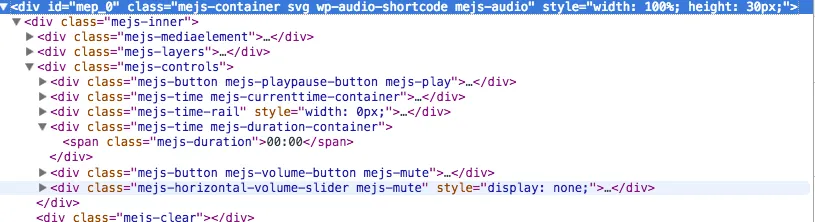 HTML output of Wordpress audio shortcode