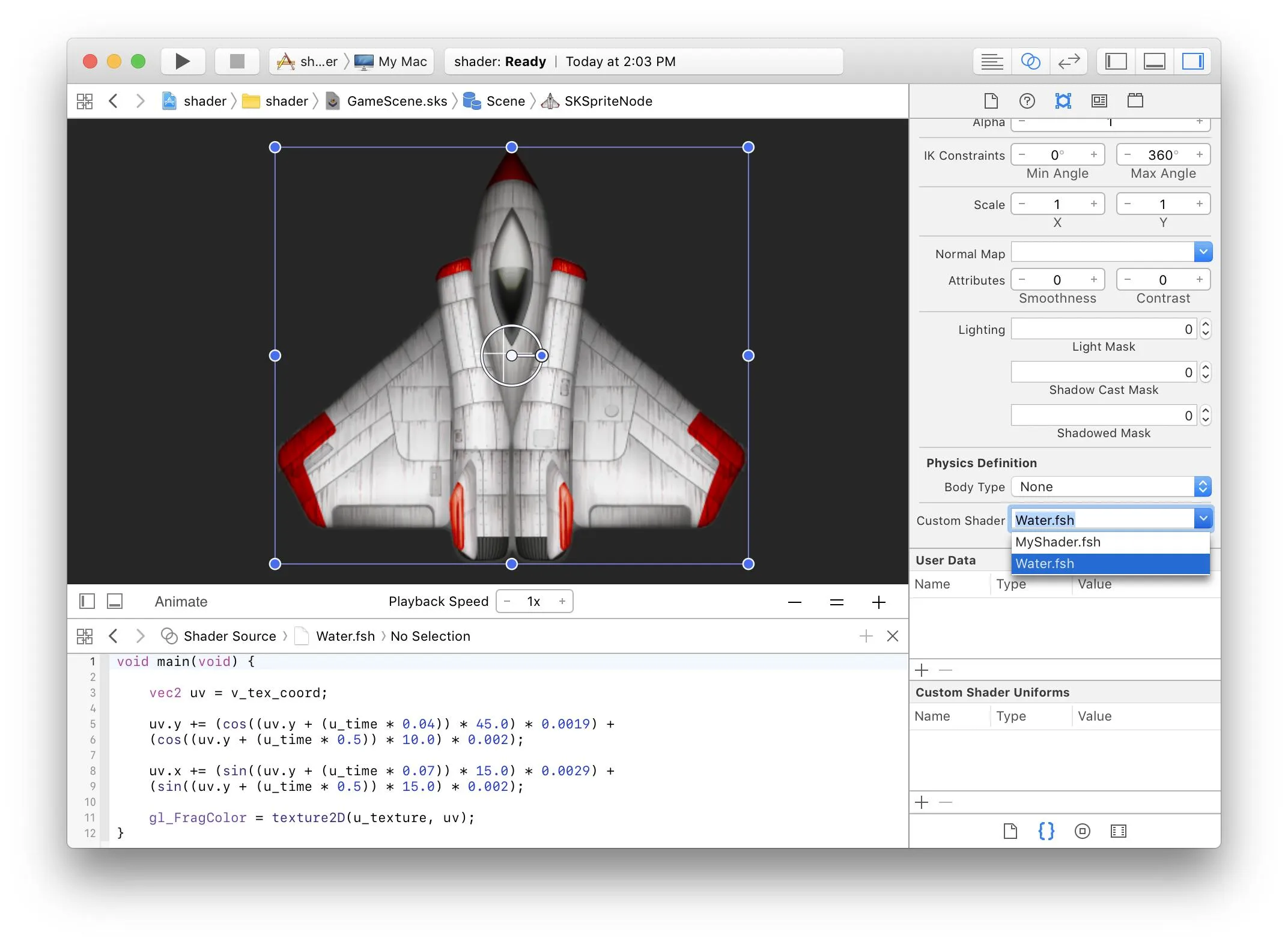 Xcode shader editing