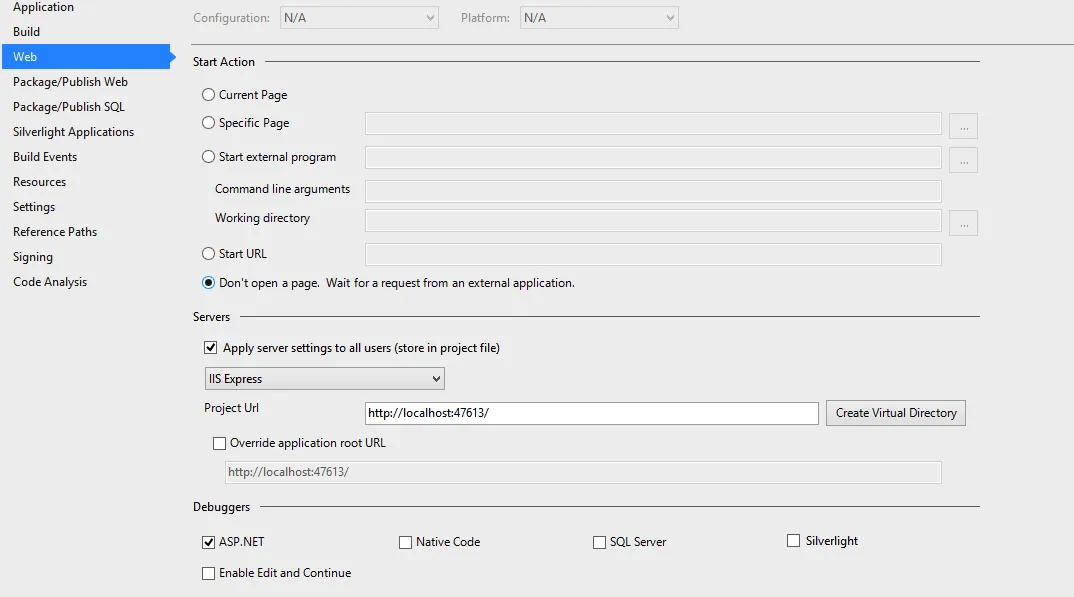 Visual Studio Project Properties