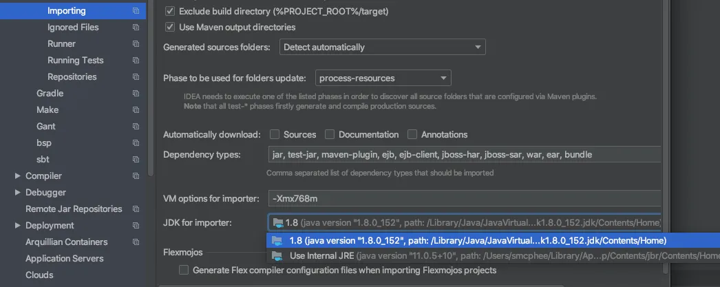 screen shot of intellij Maven settings