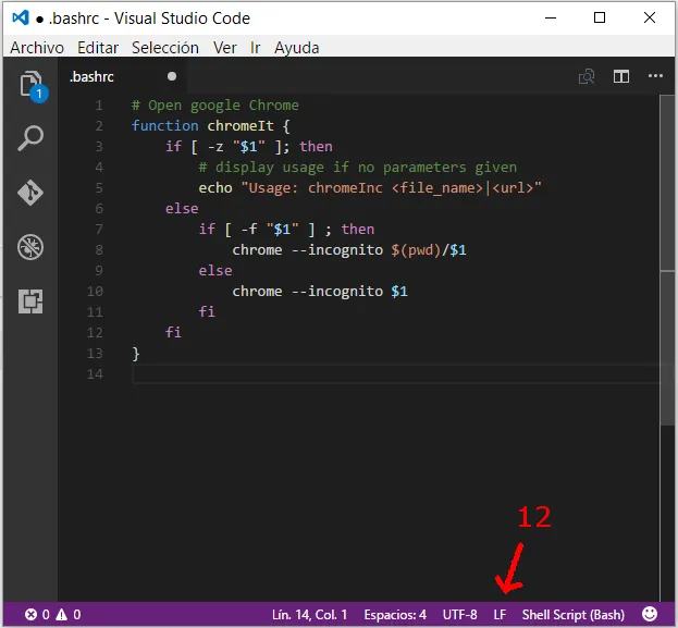 Visual Studio code - Edit or create .bashrc