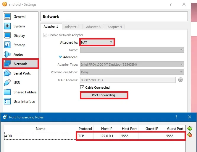 VirtualBox Network Setting