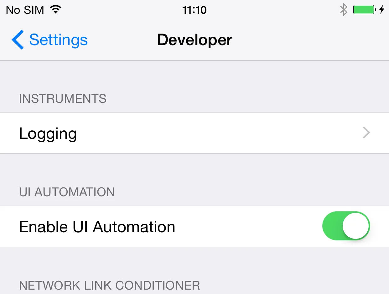 Developer Settings - enable UI Automation