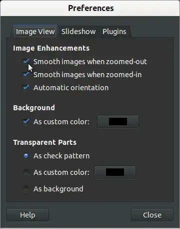 Image View tab in Preferences dialog