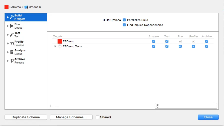 My Project Build settings