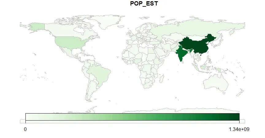 带有连续图例的rworldmap人口地图