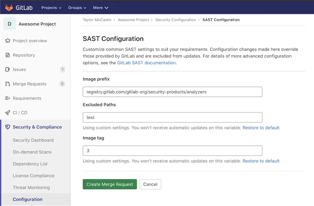 https://about.gitlab.com/images/13_3/SAST_Config_UI_13.3.png -- 引导式SAST配置体验