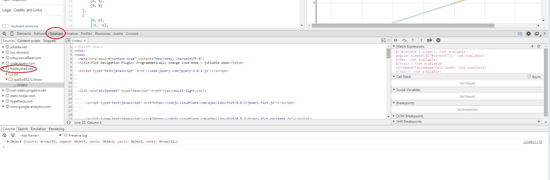 在 Chrome 中调试 JSFiddle