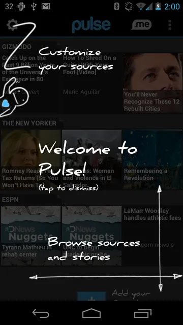 Example screenshot from Pulse News on Galaxy Nexus
