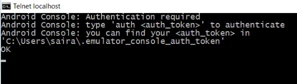 screenshot of command line