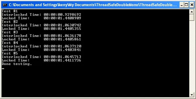 .NET Interlocked test results