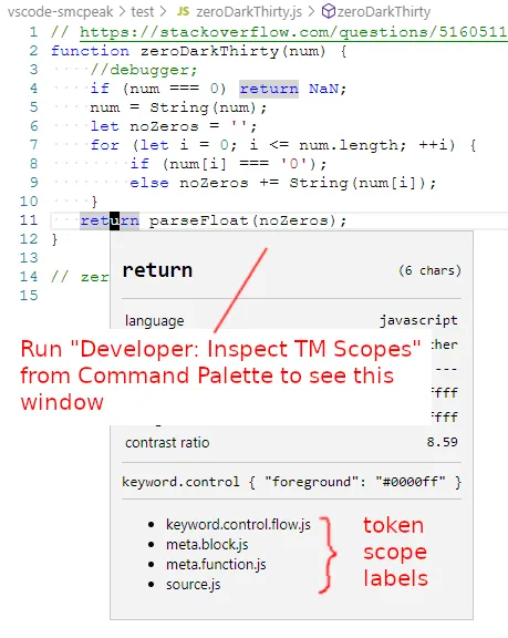 Screenshot of the TM Scope Inspector