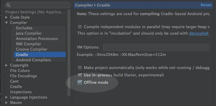 gradle offline mode