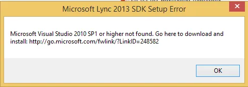 Lync 2013 SDK安装错误