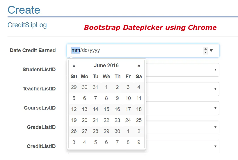 Bootstrap Datepicker using Chrome