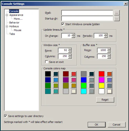 Console Settings with Solarized Console Color Map