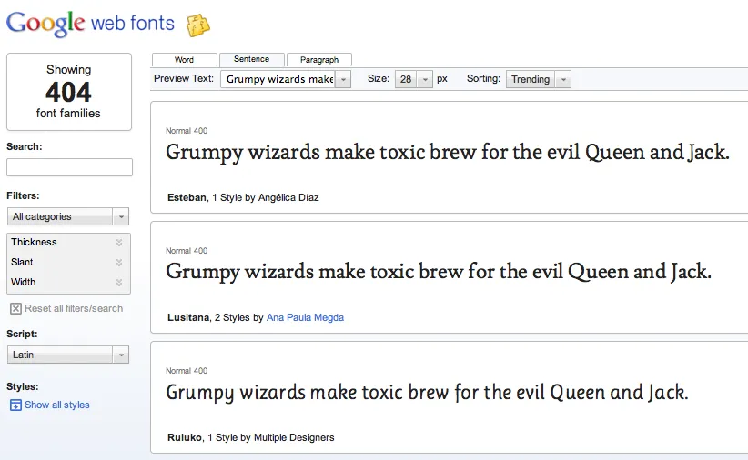 Google Web Fonts