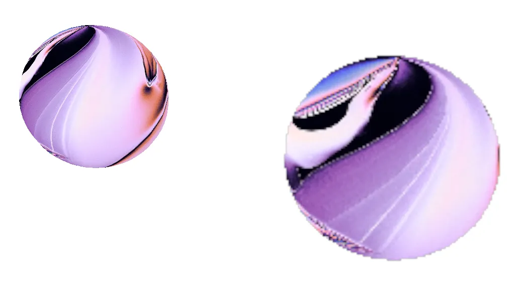 example screenshot of the result, showing two spheres using the same texture, one visibly rendered at a lower resolution