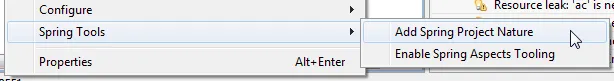 Spring Tools > Add Spring Project Nature