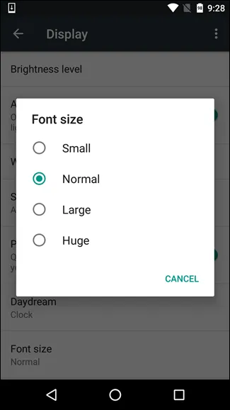 Android Font size setting