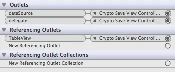 UITableView Delegate and DataSource in Interface Builder Connections Outlet