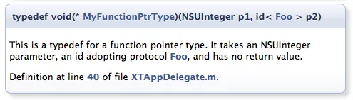 Doxygen output for function pointer typedef