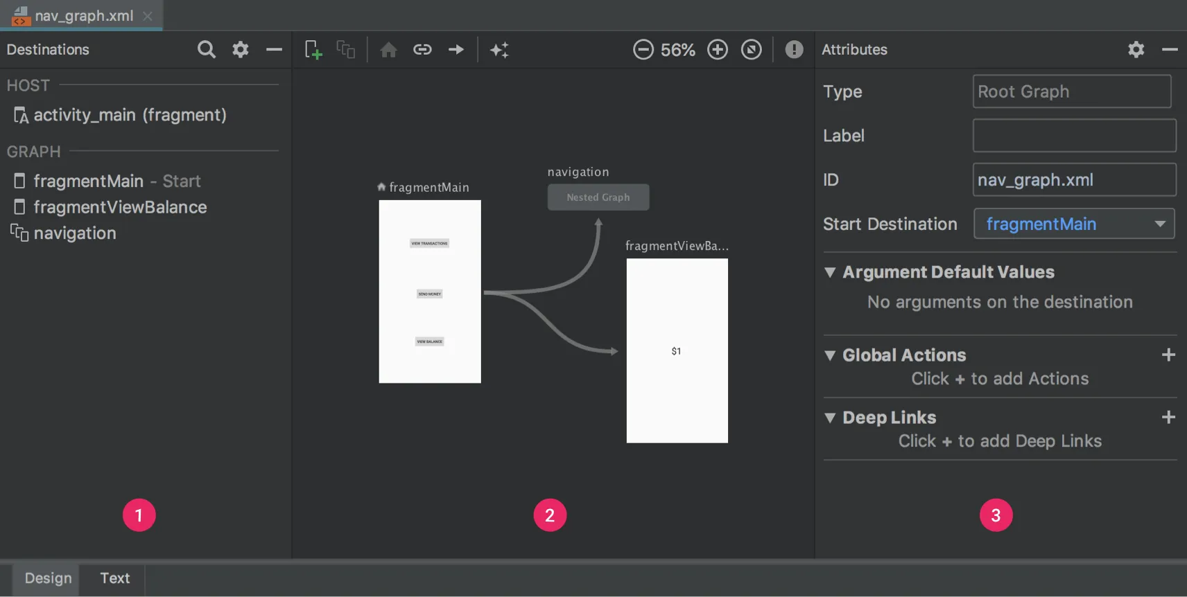 Android Studio navigation editor. Source: https://developer.android.com/guide/navigation/navigation-getting-started#nav-editor