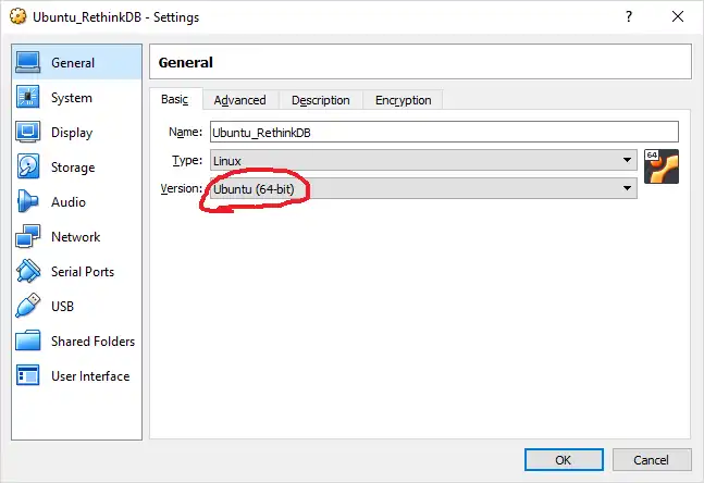 Picture of VM version field in a VirtualBox settings dialog