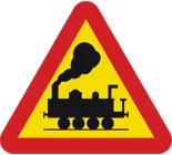 一个火车路口的警示标志