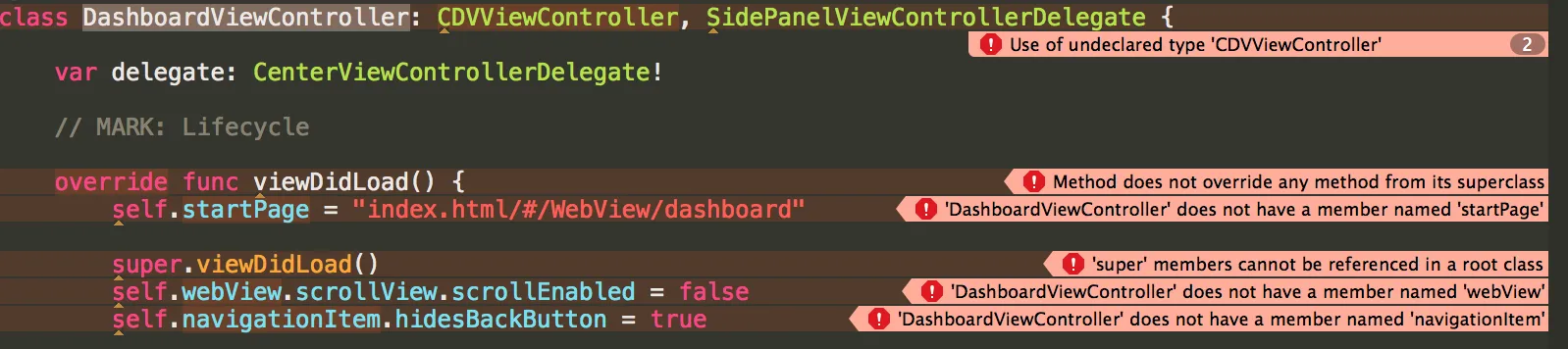 xcode swift errors
