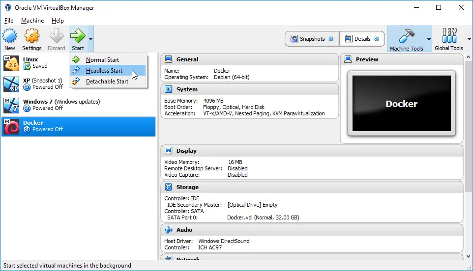 Screenshot from VirtualBox 5.2