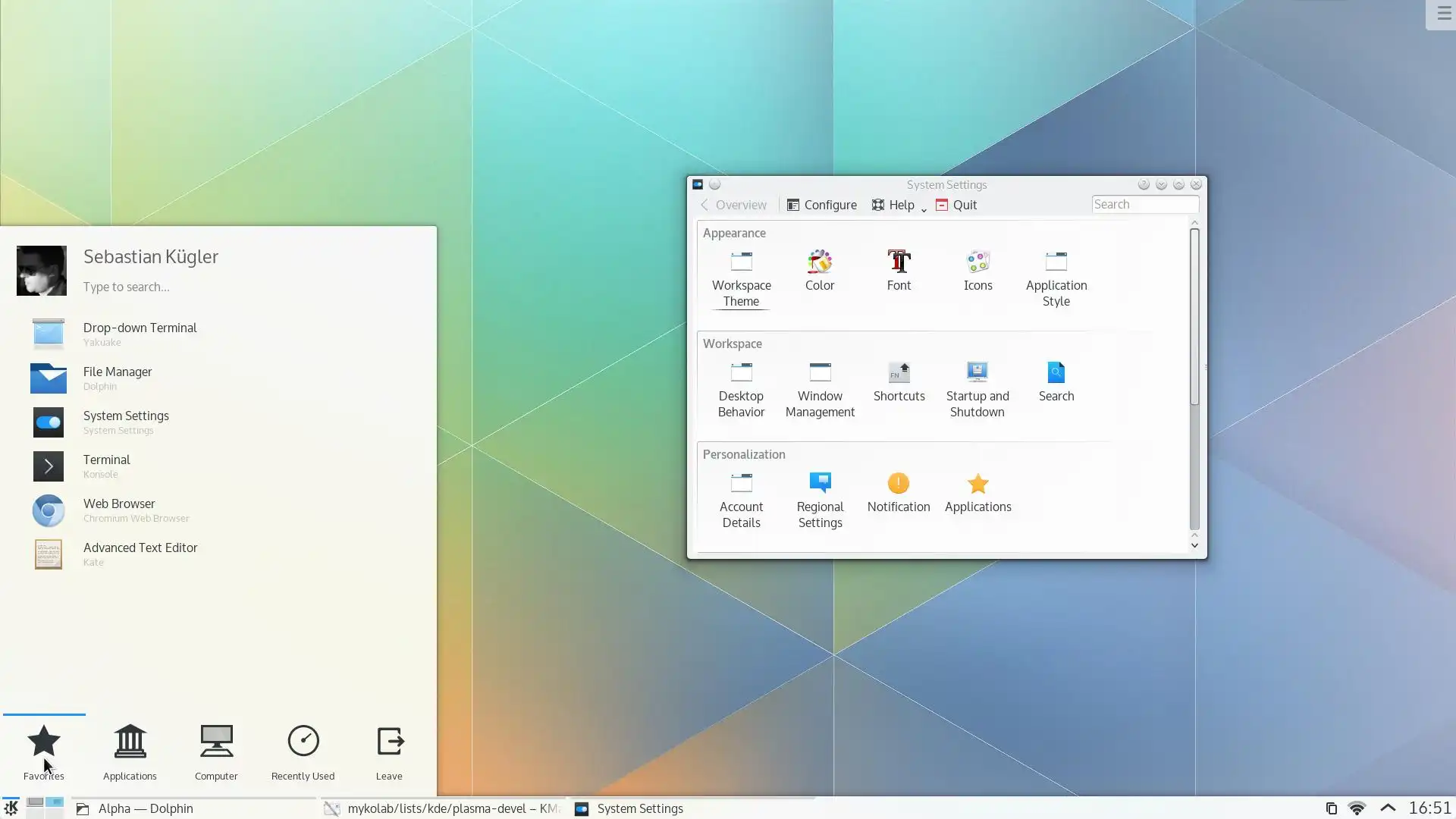Screenshot of KDE Plasma 5