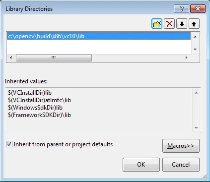 Library directories dialog