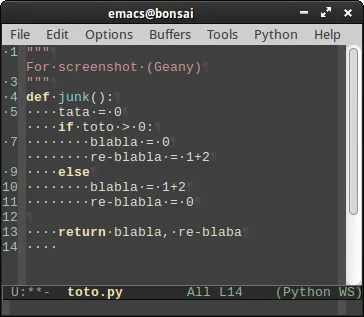 带有 Emacs 的示例代码