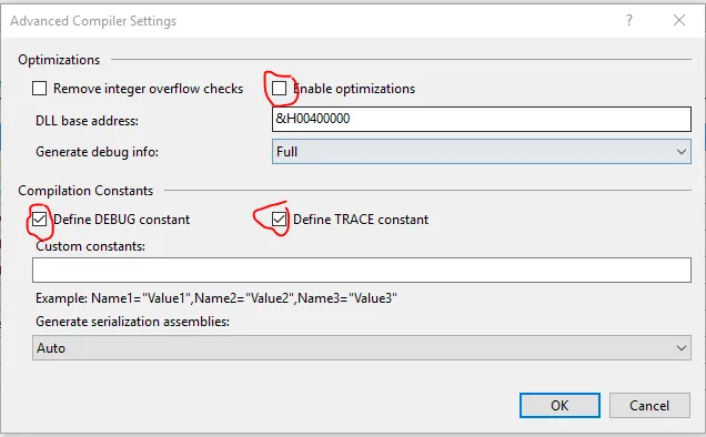 DeselectEnableOptimizations