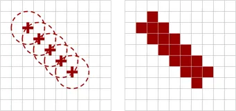 Drawing a line by repeatedly applying a circular brush