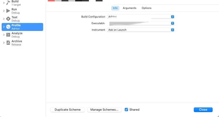 Select Profile and make sure Build Configuration is what