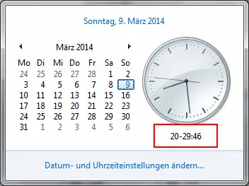 Windows时钟显示的长时间格式