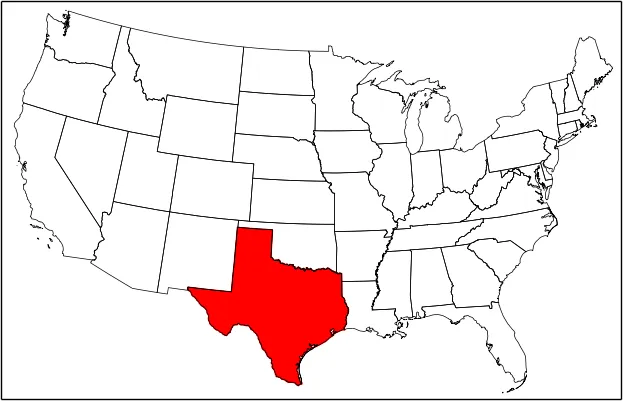 用红色填充德克萨斯州的结果图