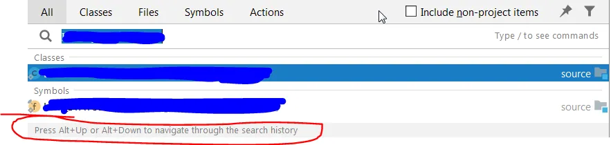 search history intellij alt up or alt down