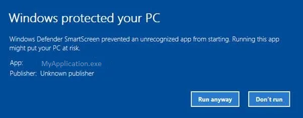 Windows protected your PC screenshot